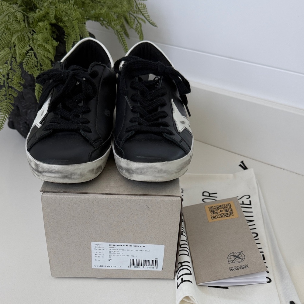 Golden Goose Black and White Super-Star Sneakers. Wore once.